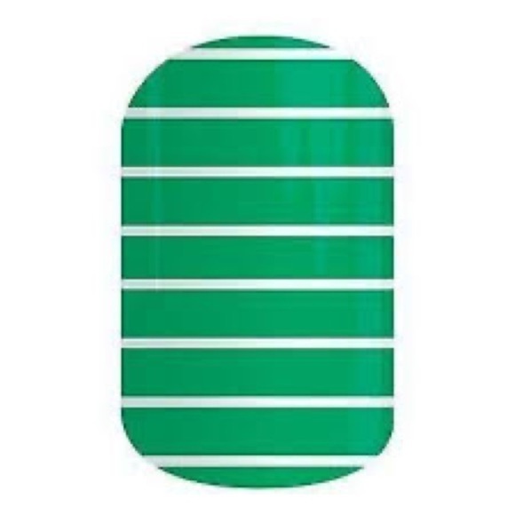 Jamberry Green and White Striped Nail Wraps - Arcade - Picture 1 of 8